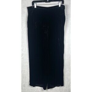 Eileen Fisher Velour Pants Pull On Rayon Silk Blend Black Size Large